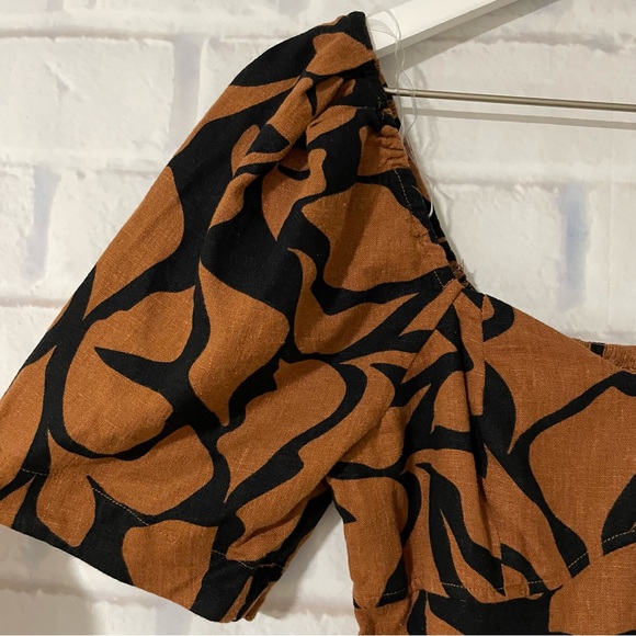 A New Day | NWOT Women's Puff Short Sleeve Dress - Brown Leaf - Picture 6 of 11